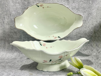 Bát đựng gà cúng vẽ hoa đào hồng