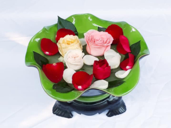 Bát thả hoa ban thần tài đường kính 25cm kèm chân đế