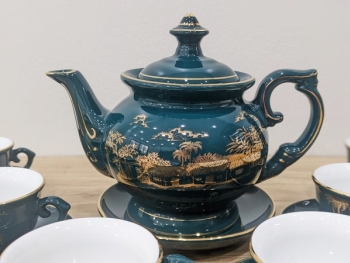 Bộ ấm trà Bát Tràng men xanh cổ vịt Hào Gia Phú Quý