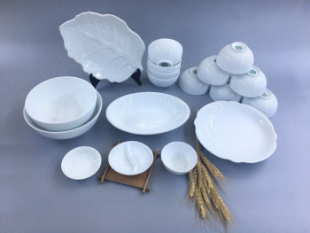 Bộ bát đĩa sứ Bát Tràng men trắng TABDT05