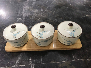 Hũ mứt tết 3 vẽ đào xanh